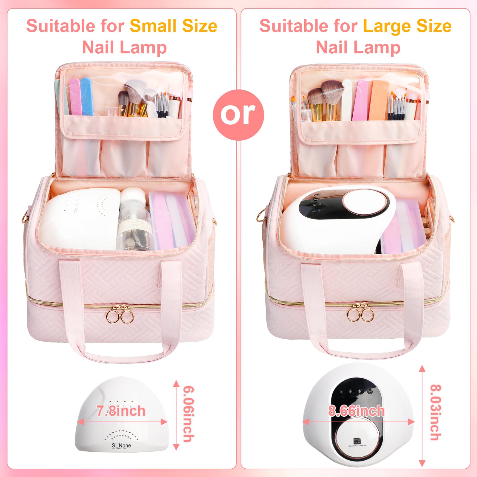 Veirdro Nail Polish Organizer Bag gift-ready pink design for makeup lovers.