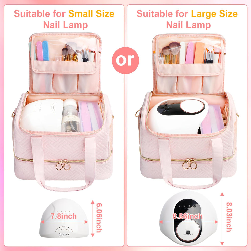 Veirdro Nail Polish Organizer Bag gift-ready pink design for makeup lovers.