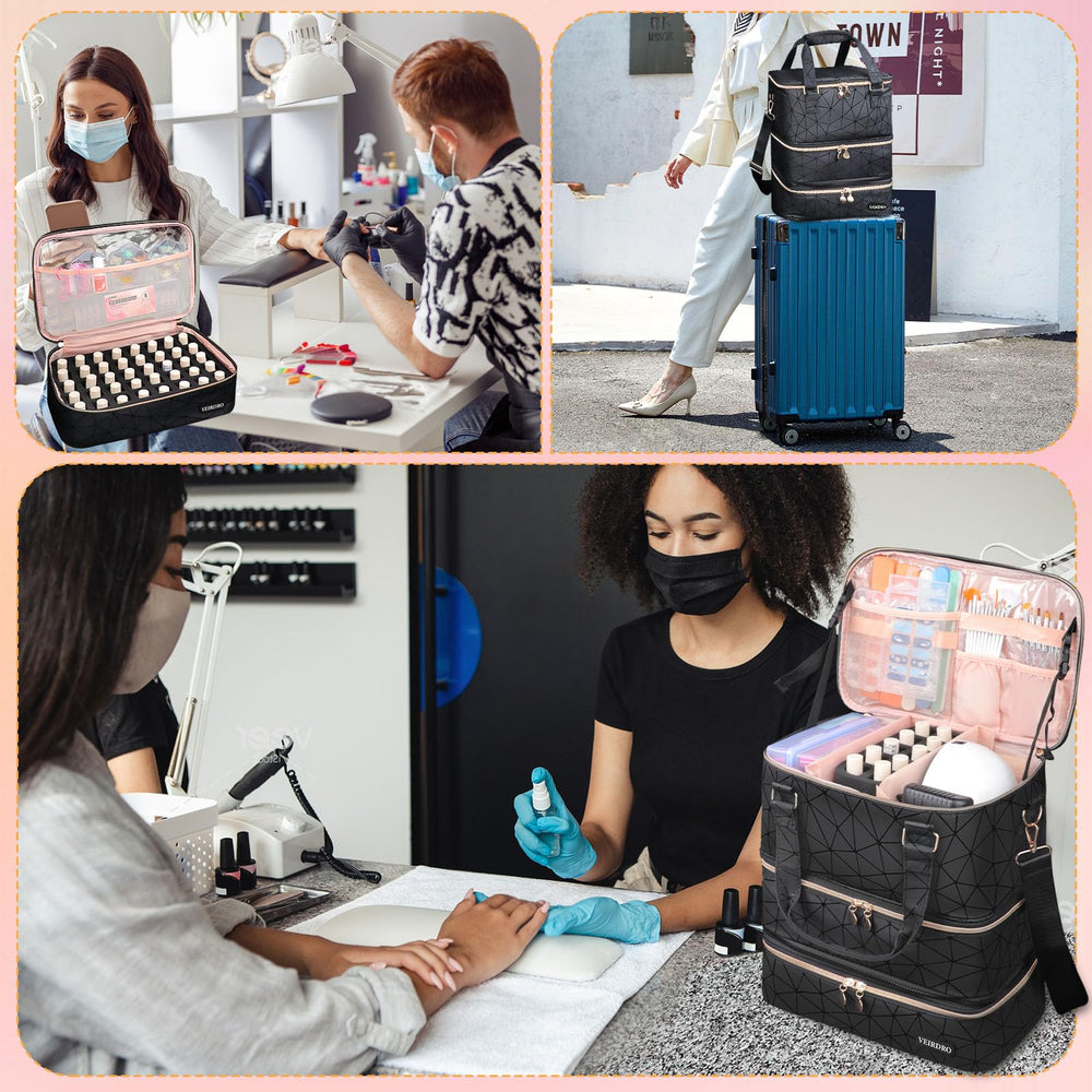 Veirdro nail-polish-organizer carrying-options enable easy transport on trips or to salons.