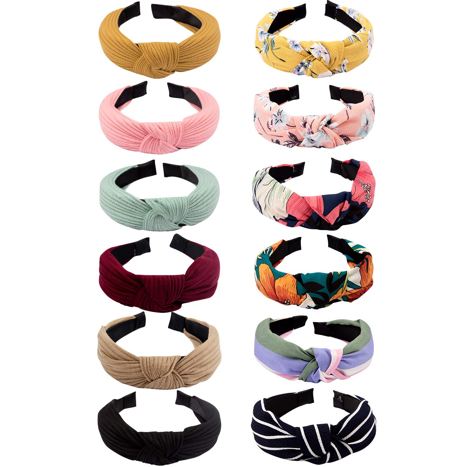VELSCRUN 12-pcs knotted headbands set for versatile daily styling.