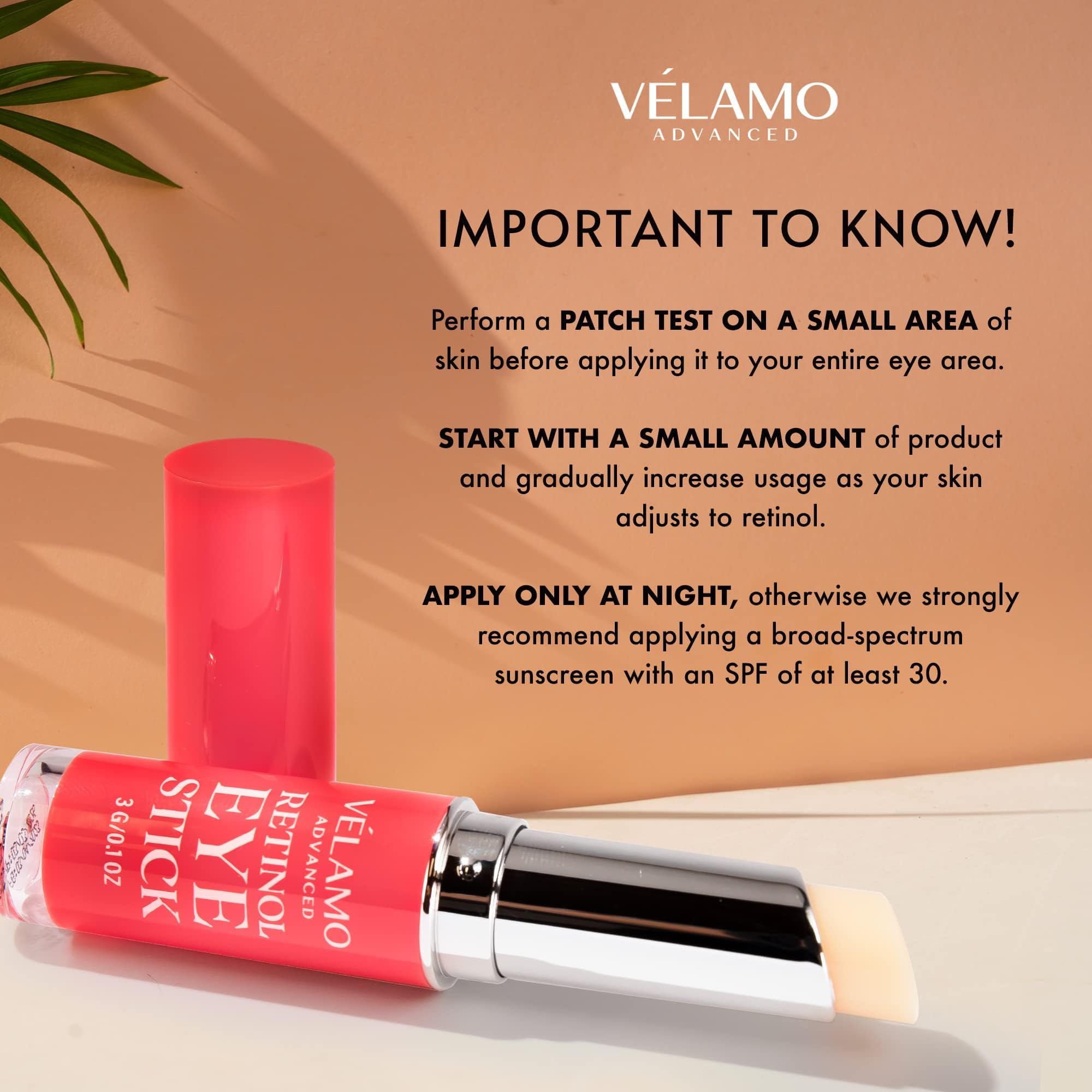 VELAMO ADVANCED dark circles before-after photo hints at potential eye-area improvement.