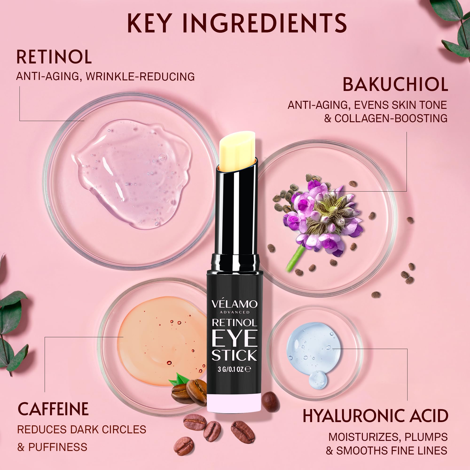 VELAMO ADVANCED Puffiness reduction close-up highlights cooling, soothing feel.