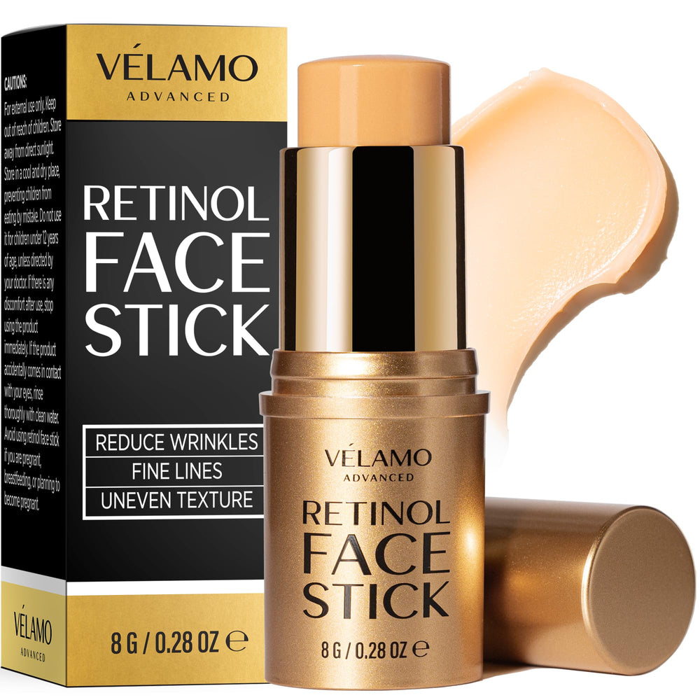 VELAMO ADVANCED Retinol Face Stick packaging for easy, at-a-glance anti-aging routine.