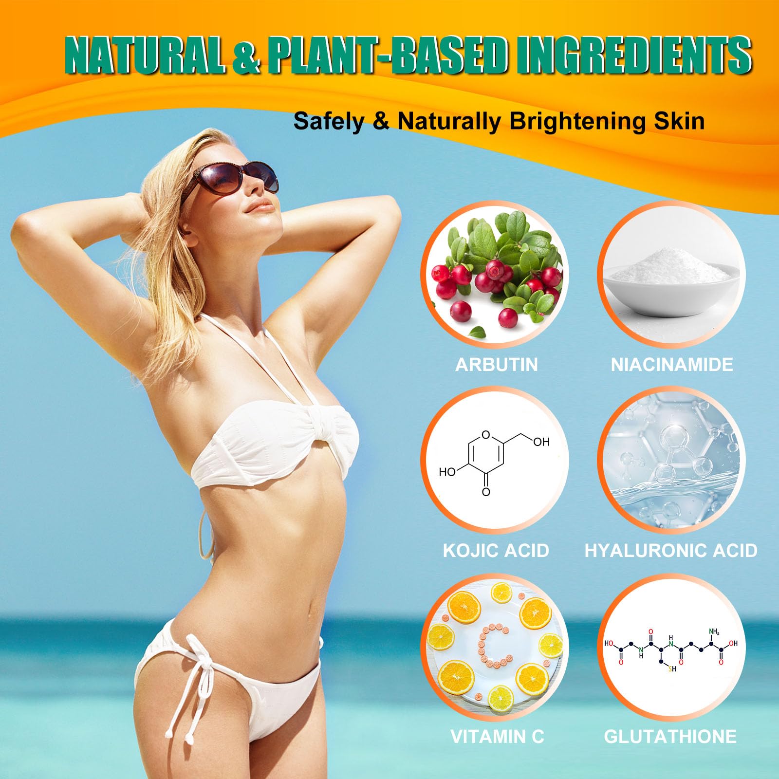 VELLASIO Kojic-Arbutin-Niacinamide ingredients highlight brightening and moisturizing benefits.