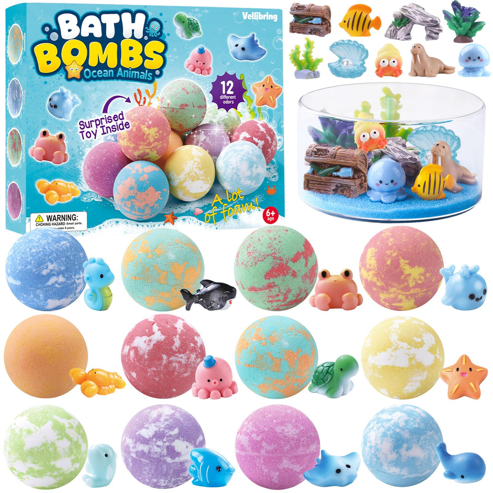 Vellibring Ocean Bath Bombs with Toys Inside deliver playful bath time fun
