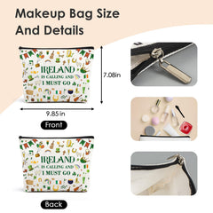 VeloKomo Irish travel essentials bag side view, compact yet roomy for toiletries.