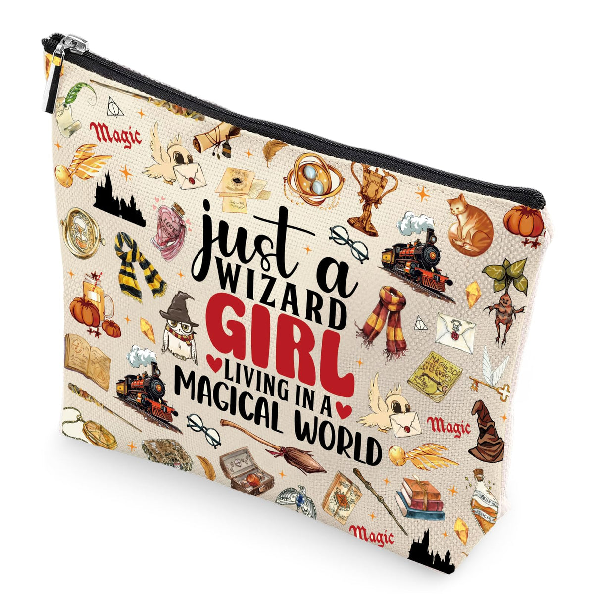 VeloKomo magic makeup bag with wizard hat print for organized travel.
