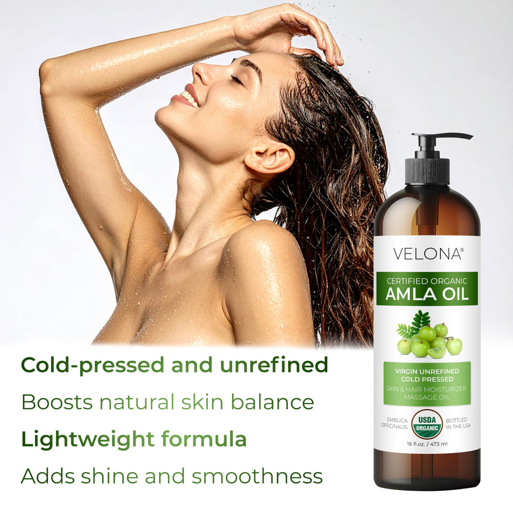 Velona Amla Oil as skin moisturizer on hands shows hydrating, soothing daily use