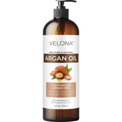 Velona Argan Oil 16oz bottle for skin, hair, DIY blends.