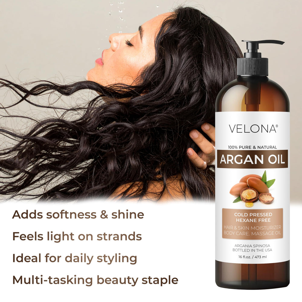 Velona Argan Oil bottle pour shows easy application.
