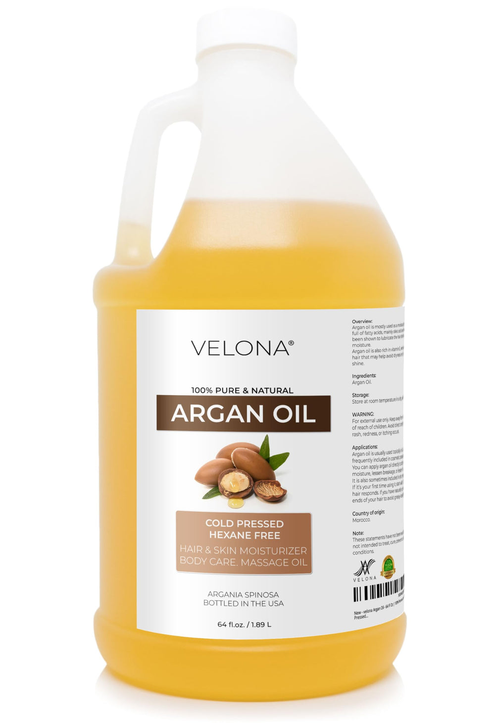 Velona Argan Oil bottle pour for easy, quick skincare and hair application.