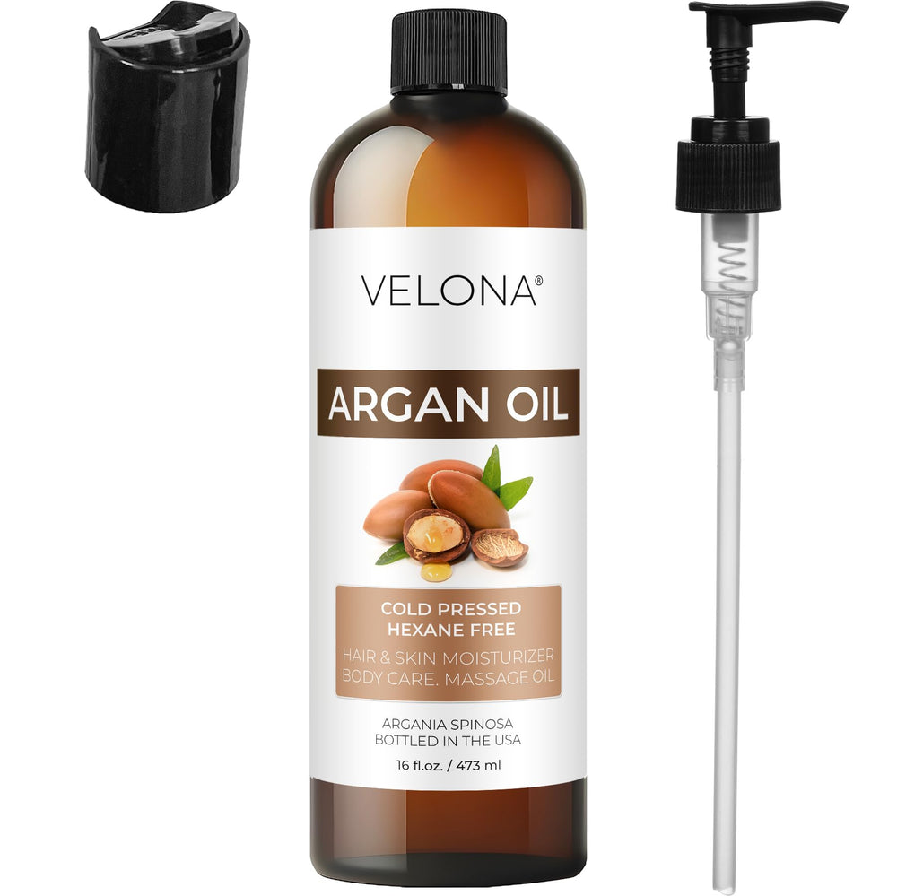 Velona Argan Oil texture close-up highlights unrefined quality.