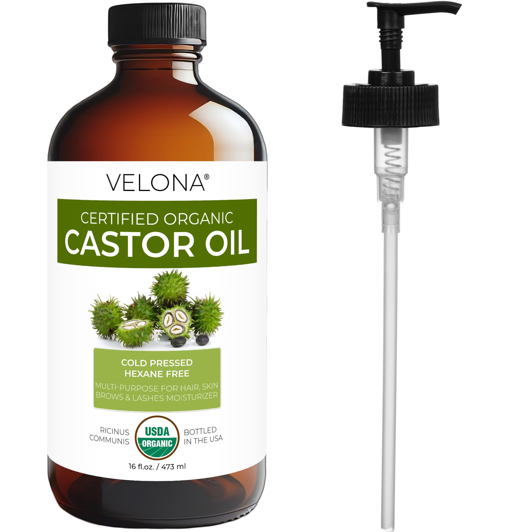 Velona castor oil natural skin-hair care image illustrates versatile, everyday care.