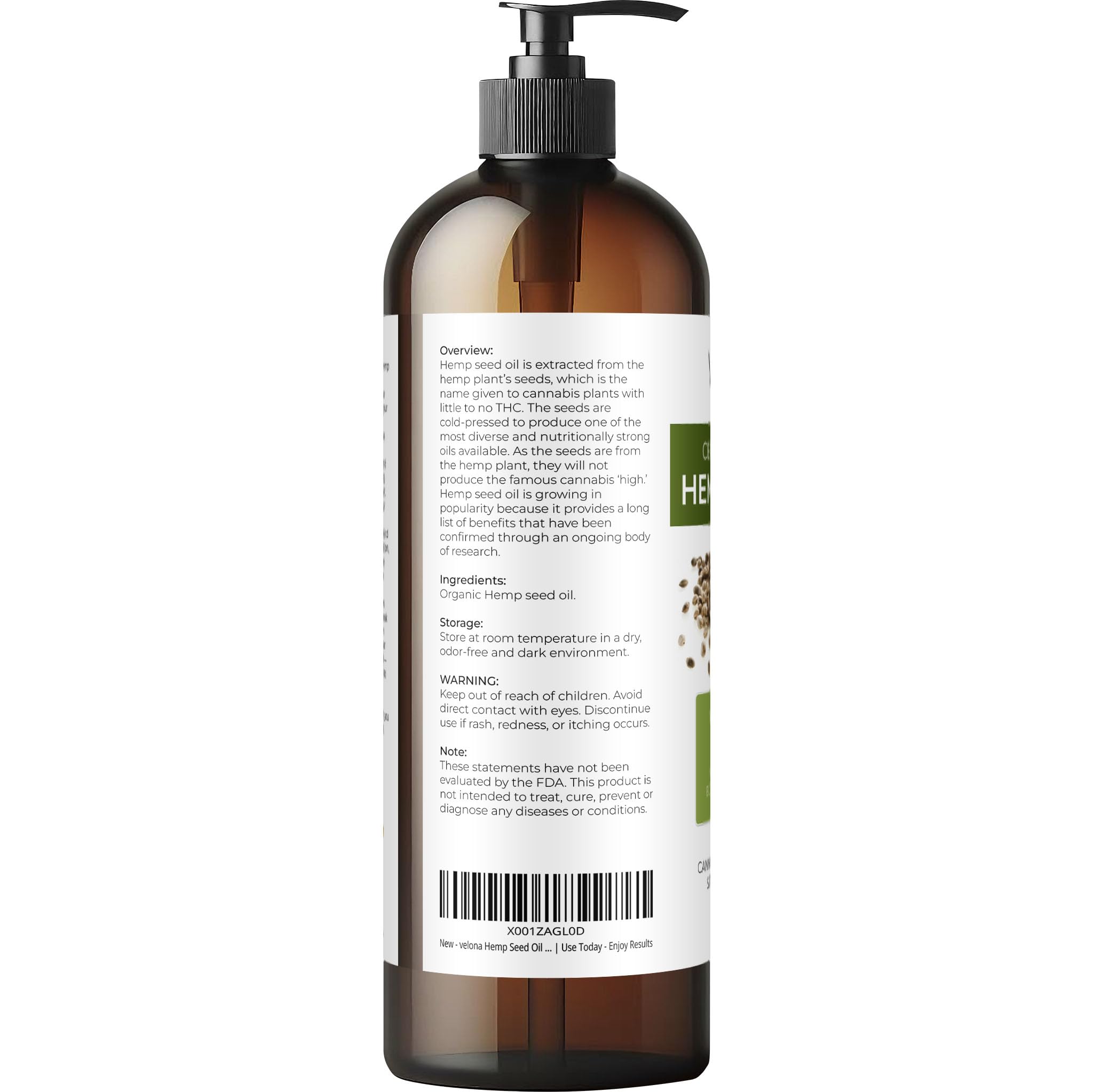 Velona hemp-seed-oil-green-hue-closeup highlights unrefined cold-pressed purity for skincare