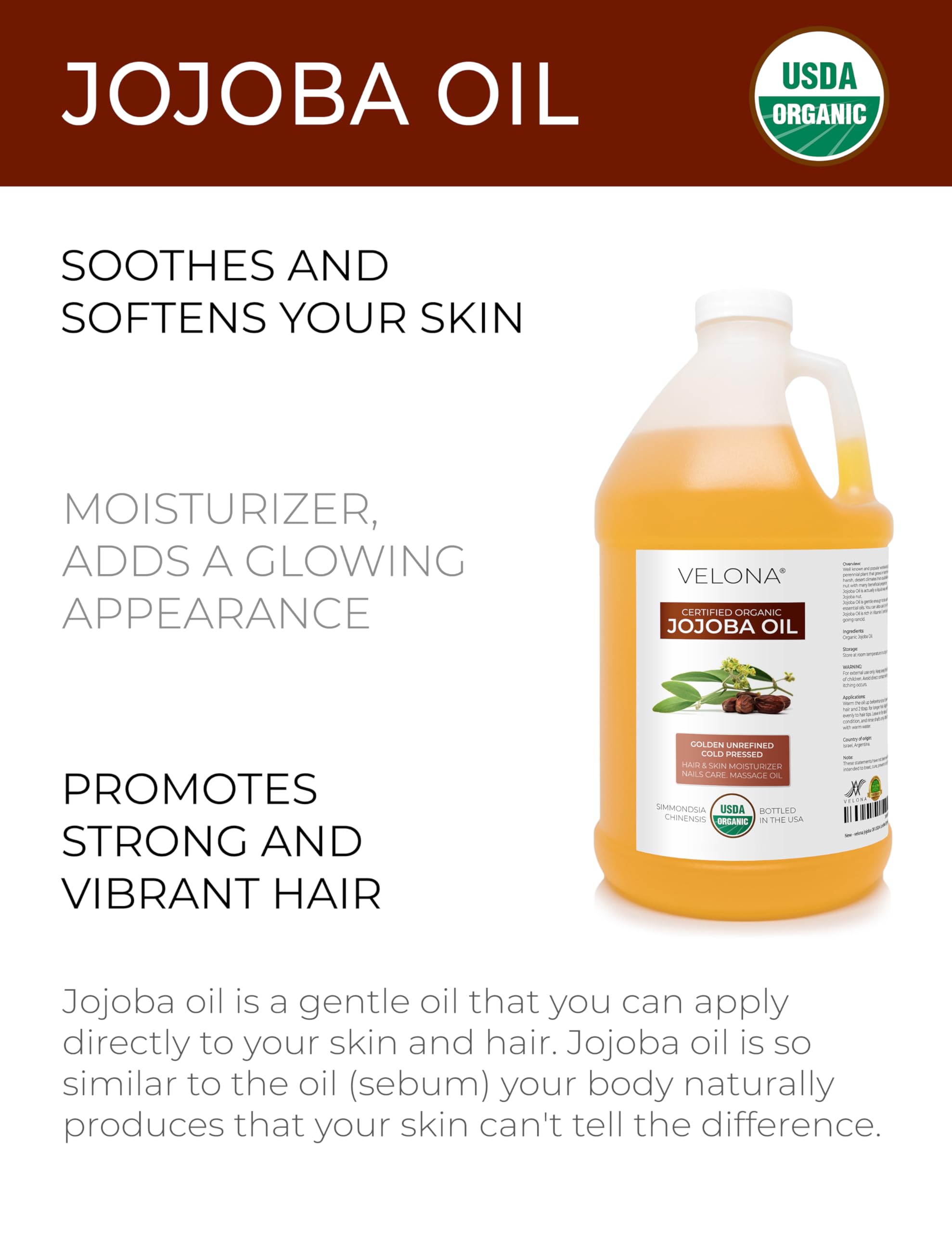 Velona Jojoba Oil amber-glass packaging preserves freshness and purity.