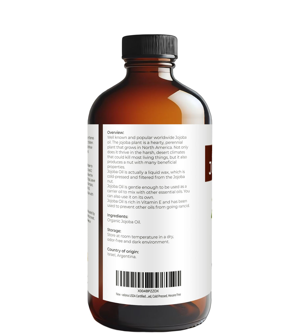 Velona Jojoba Oil face application suggests gentle makeup removal and hydration.