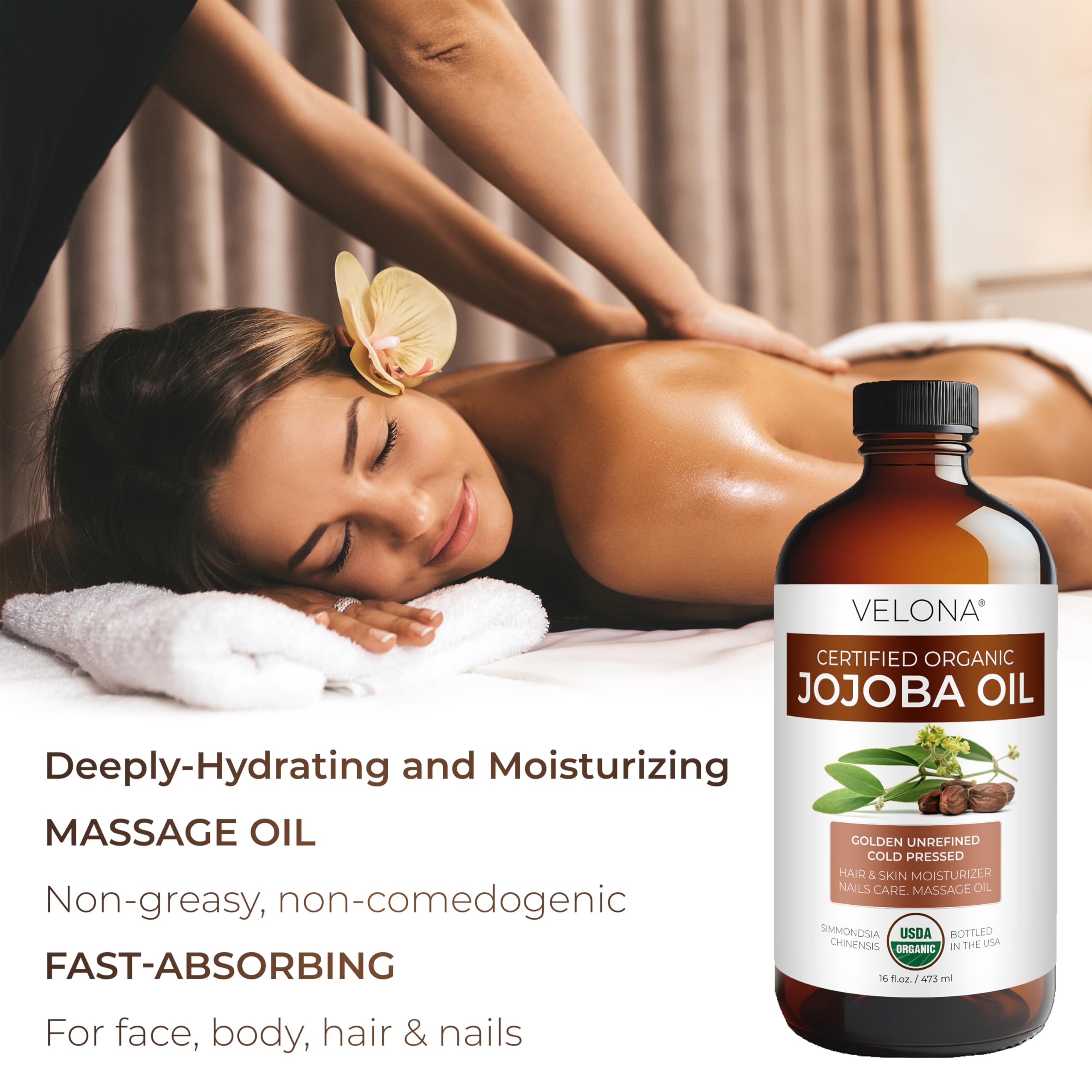 Velona Jojoba Oil nails and cuticles show strengthened, nourished care.
