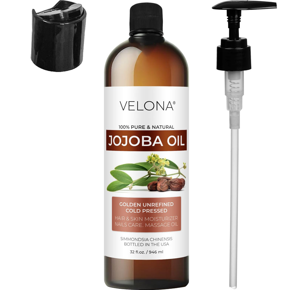 Velona Jojoba Oil USA-bottled packaging supports domestic production.