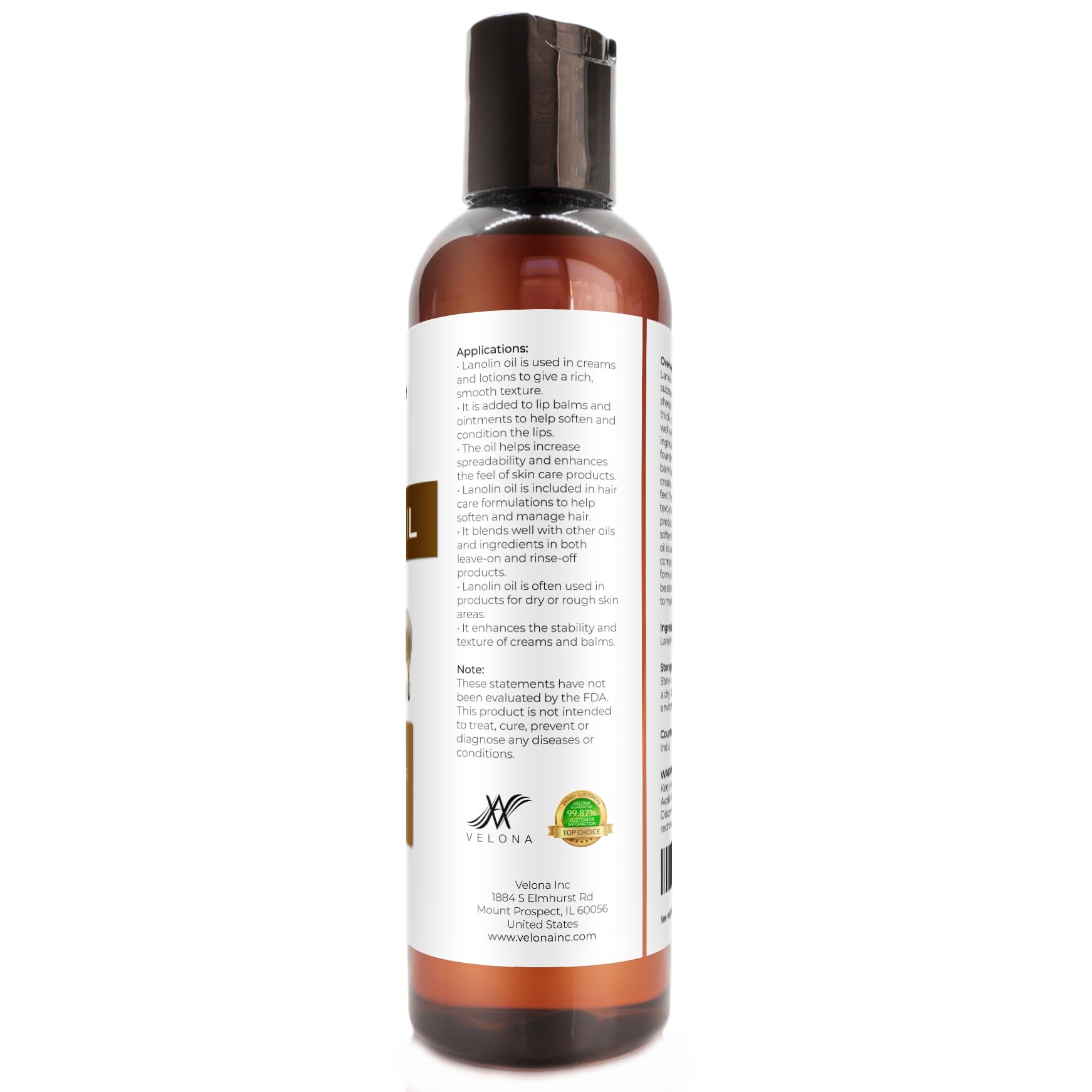 Velona Lanolin Oil USP usage scene suggests gentle daily moisturization across skin and hair.