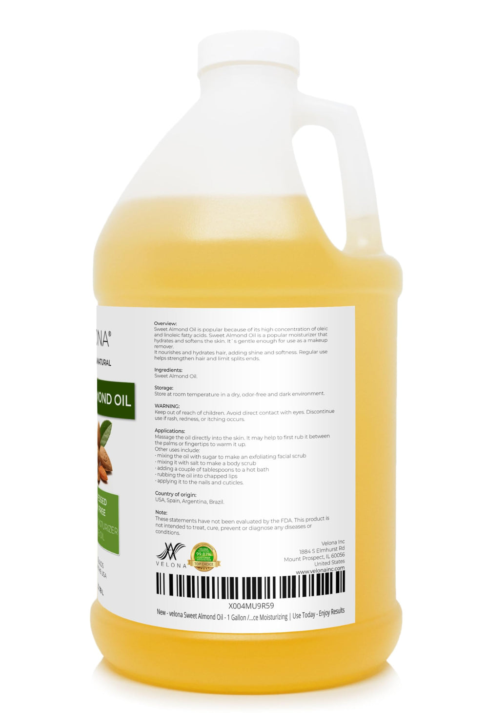 Velona Sweet Almond Oil texture close-up highlights silky smooth skin