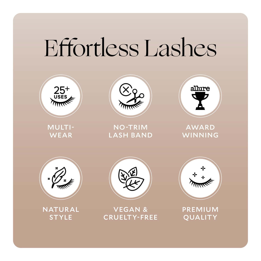 VELOUR Velour Effortless Lashes with adhesive shot demonstrates secure, comfortable wear.