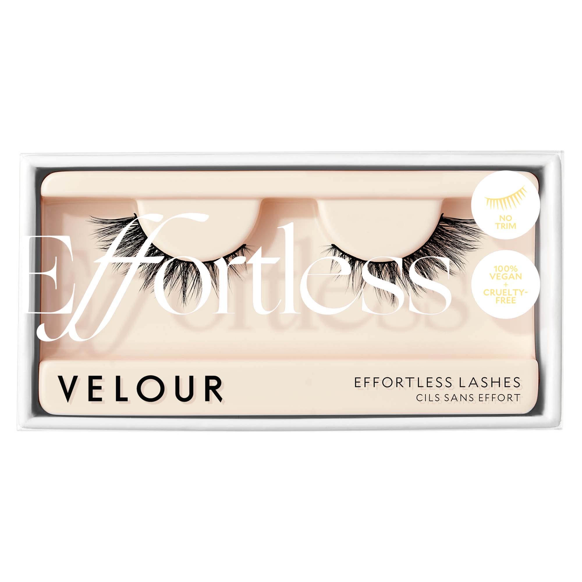 VELOUR Velour Effortless Lashes closeup showing lightweight natural-looking lashes for everyday wear.