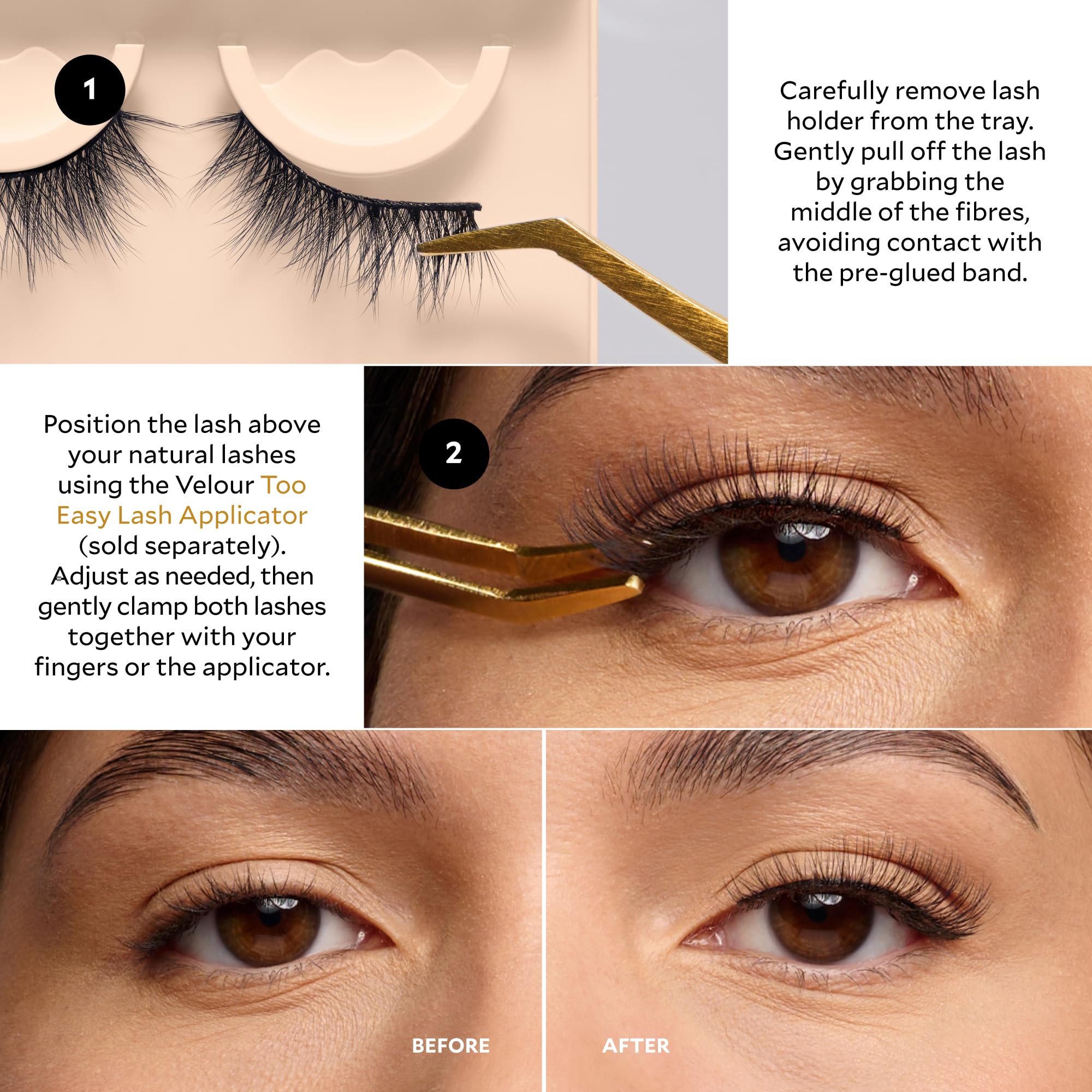 VELOUR Velour Effortless lashes slim adhesive band blends with lash line