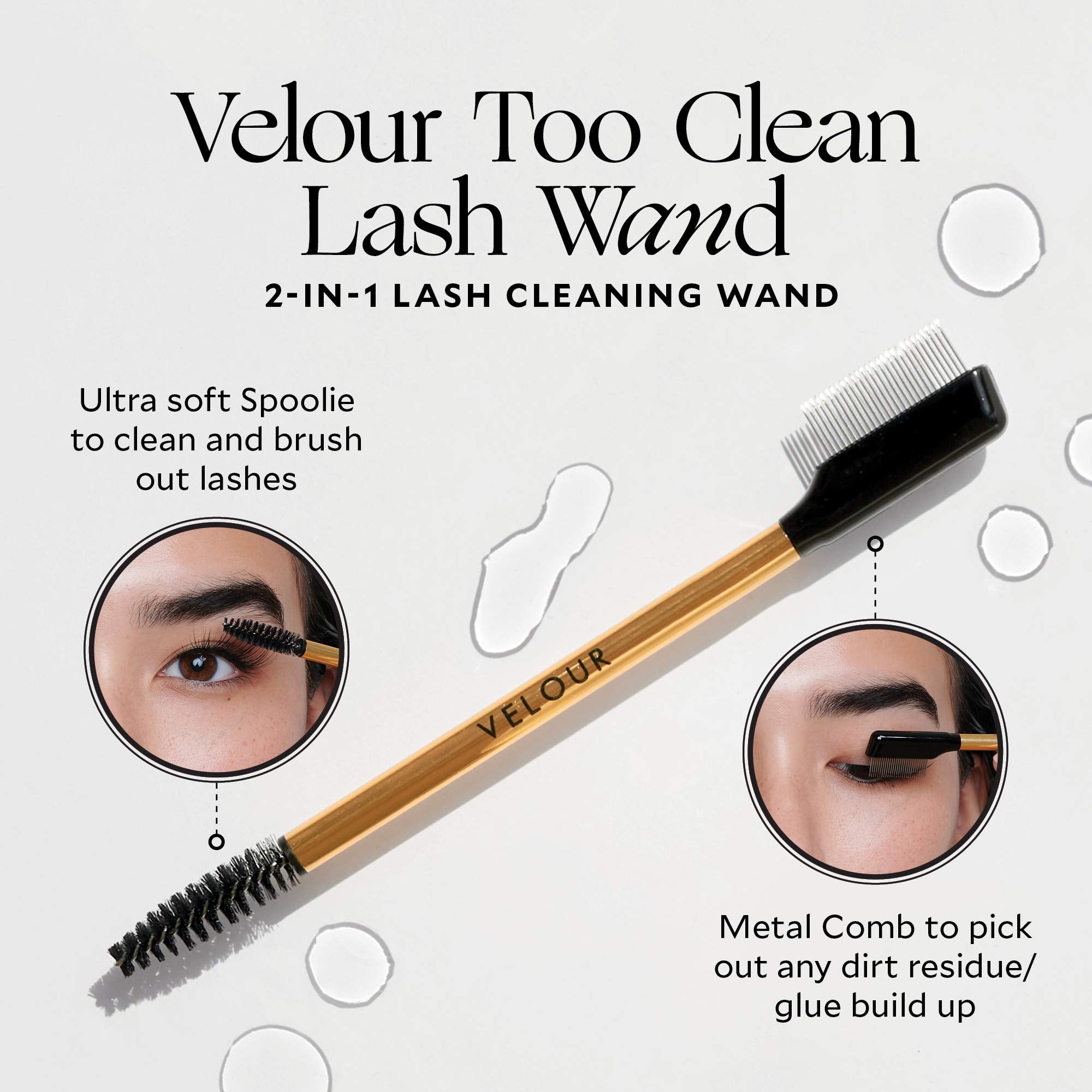 Velour Too Clean Lash Wand soft brush helps remove makeup from false lashes gently.