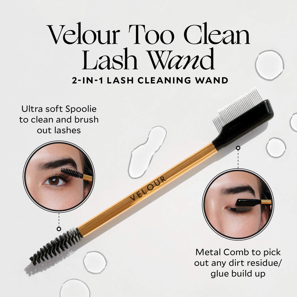 Velour Too Clean Lash Wand soft brush helps remove makeup from false lashes gently.