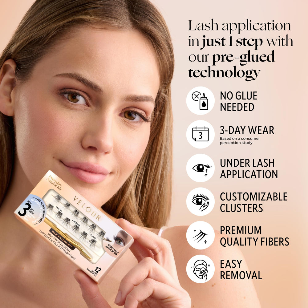 Velour-Xtensions self-adhesive lash applicator aids precise placement without glue