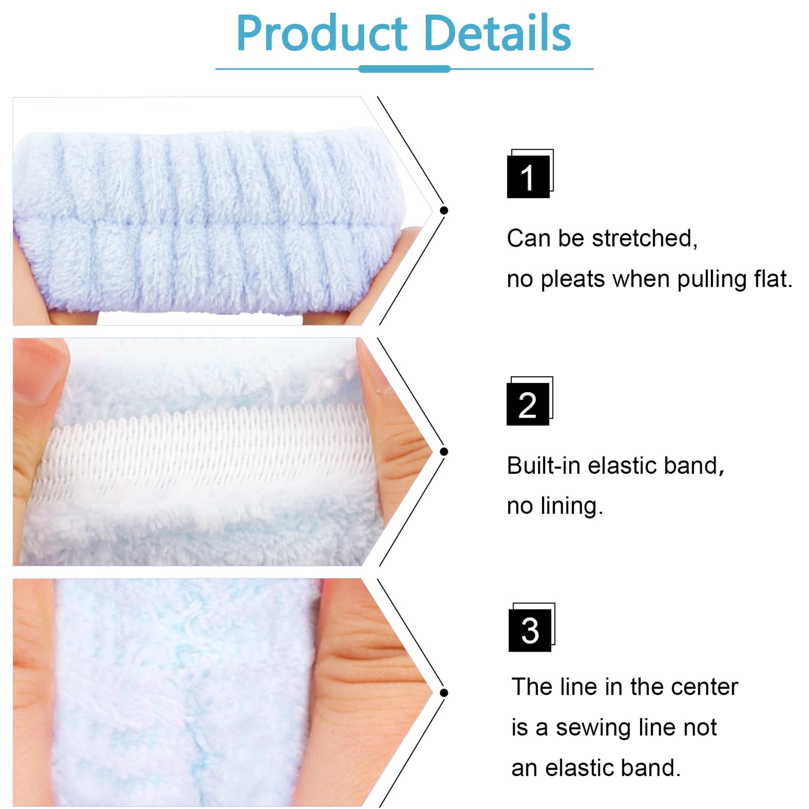 VELSCRUN headband suitable for masking and cleansing, reducing movement.