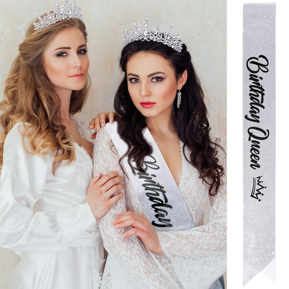 VELSCRUN tiara side view showcases rhinestones and flower accents add charm