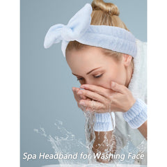 VELSCRUN spa headband blue-padded design ideal for cleansing routines.
