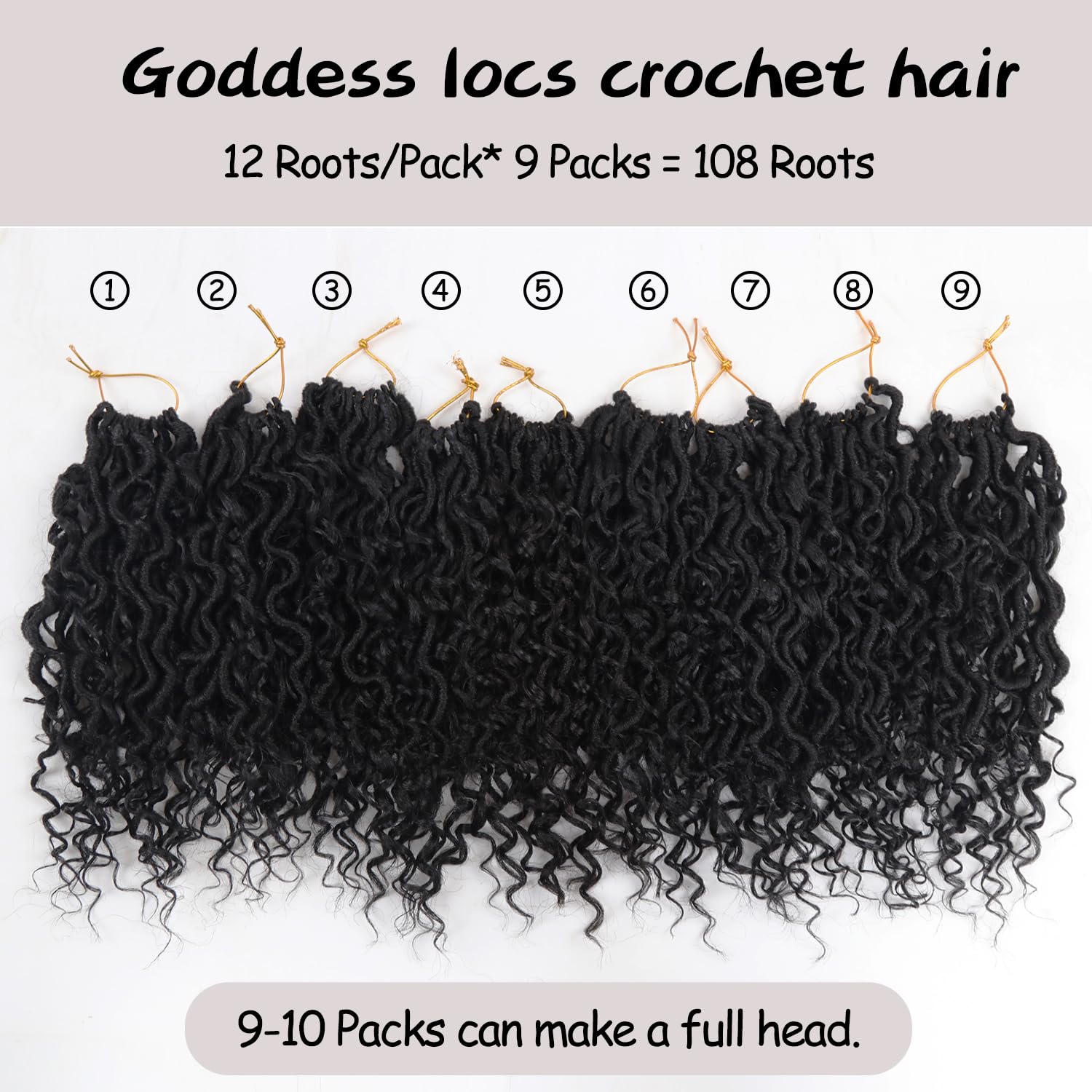 Vemet Goddess Locs crochet hair 8 inch with curly ends for boho style