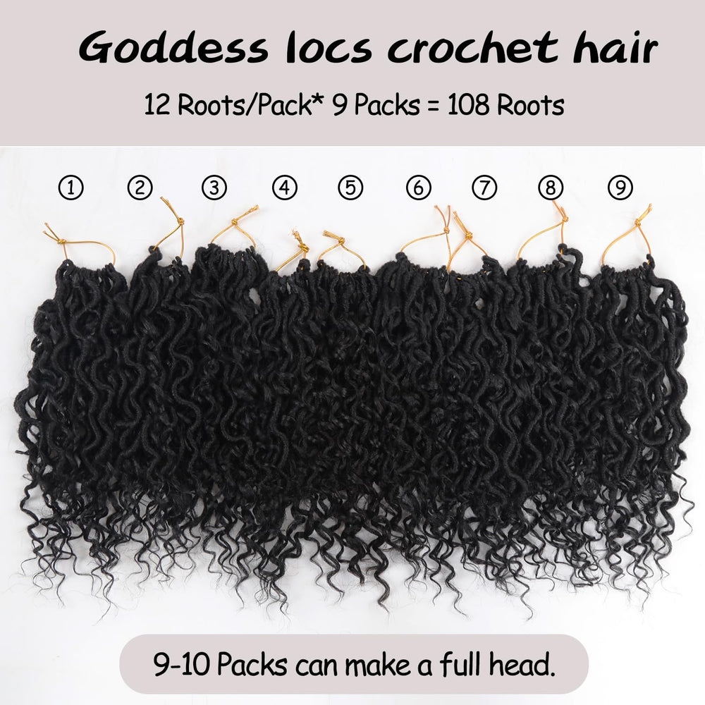 Vemet Goddess Locs crochet hair 8 inch with curly ends for boho style