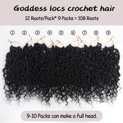 Vemet Goddess Locs crochet hair 8 inch with curly ends for boho style