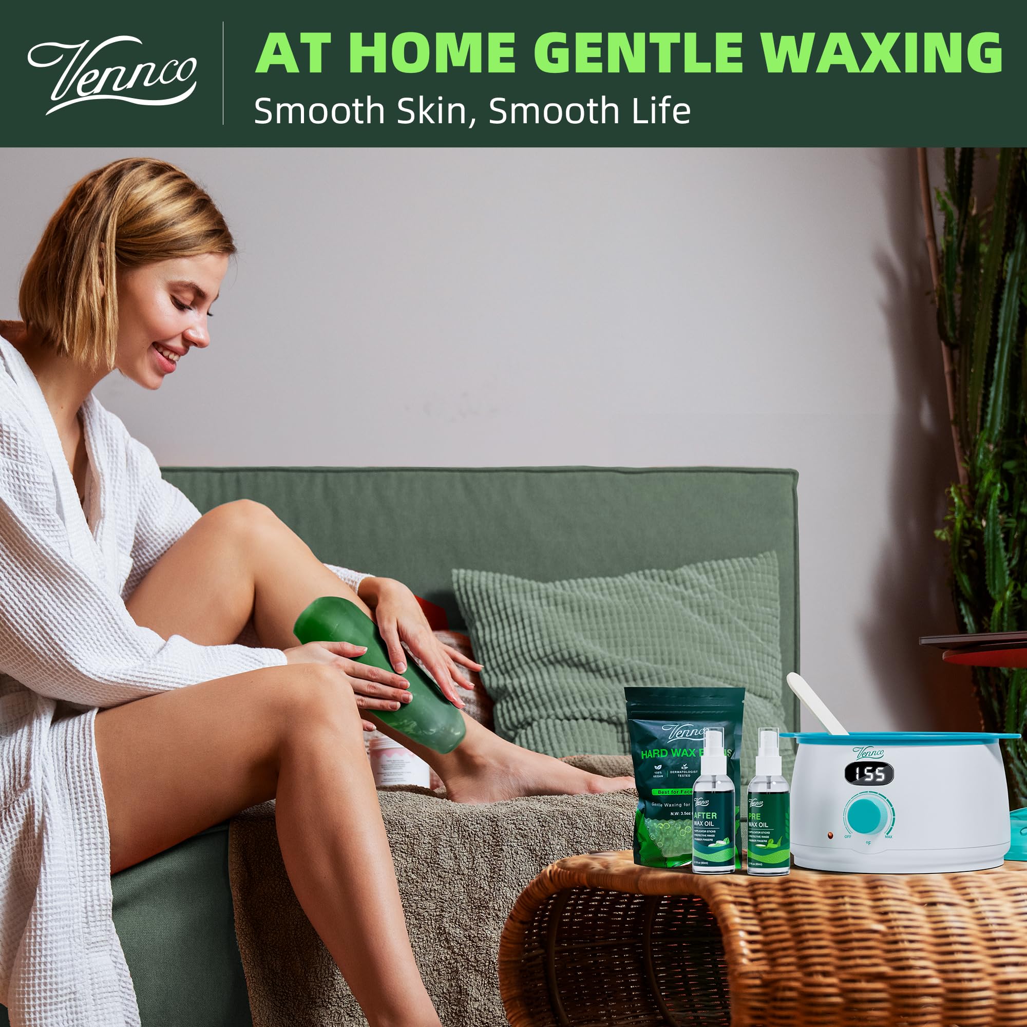 VENNCO gift packaging highlights a stylish premium waxing experience.