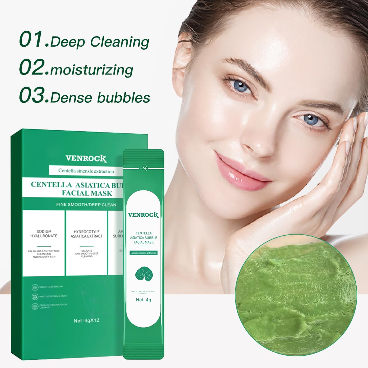 Venrock bubble mask foam forms on skin in seconds for a deep pore cleanse.