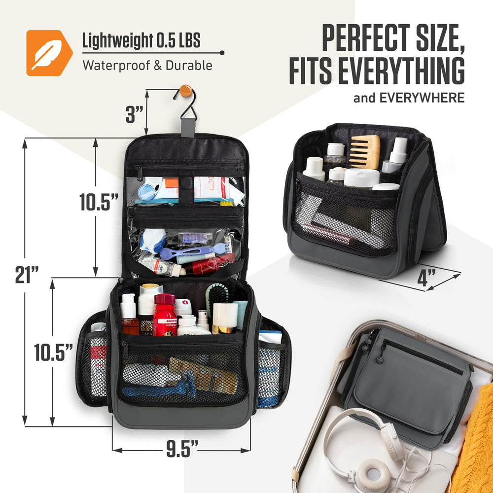VENTURE 4TH expandable-compartments demonstrates versatile packing for bottles and cosmetics.