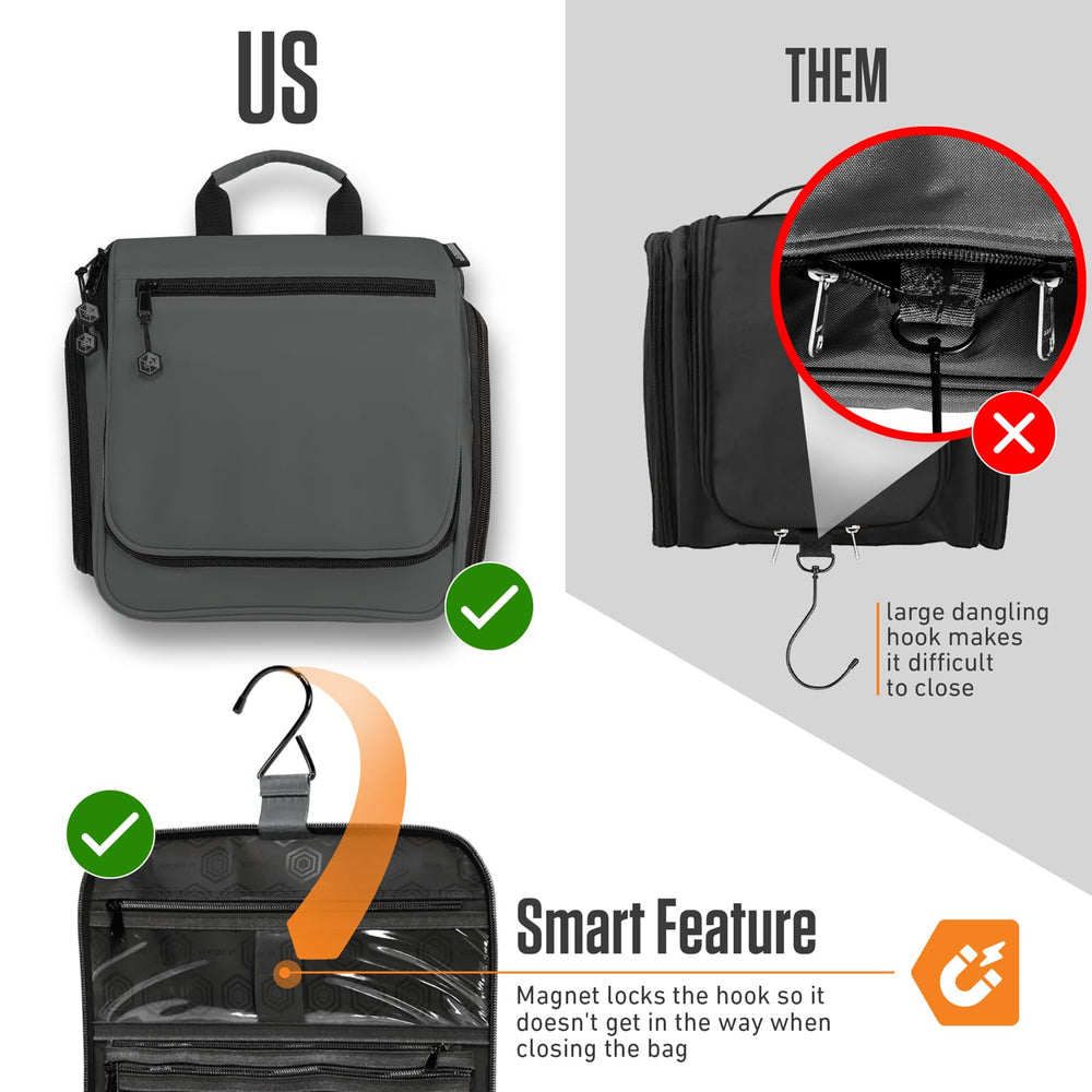VENTURE 4TH hang-hook-in-use demonstrates hanging in bathrooms or on hotel hooks.