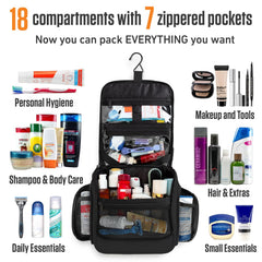 VENTURE 4TH hanging organizer with 18 compartments ideal for compact packing.