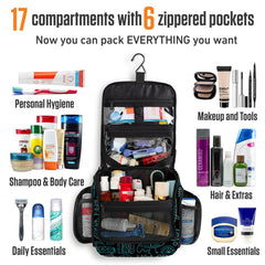 VENTURE 4TH hanging toiletry bag compact profile supports space-saving packing.