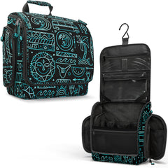 VENTURE 4TH hanging toiletry bag open shows organized compartments for travel.