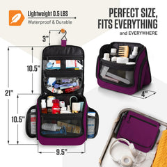 VENTURE 4TH hanging travel toiletry bag purple hook, easy access in crowded bathrooms.
