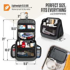 VENTURE 4TH hanging toiletry bag open on a hook for easy access