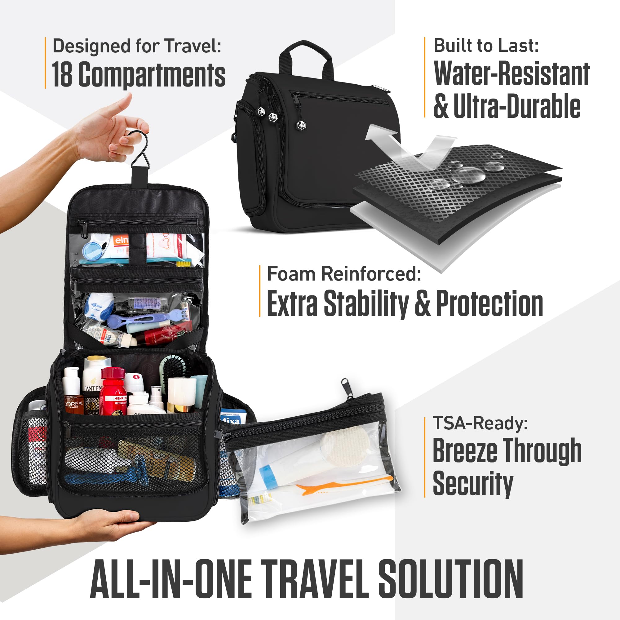 VENTURE 4TH TSA-friendly design includes removable liquid bag for smooth security checks.