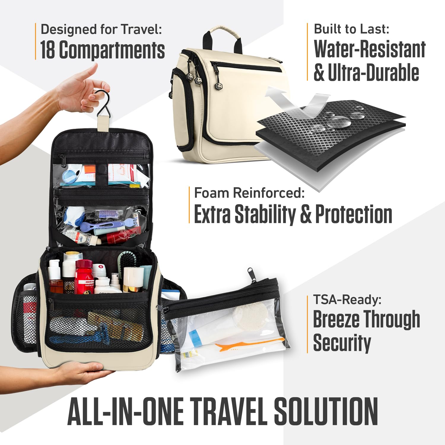 VENTURE 4TH water-resistant materials withstand travel wear and spills.