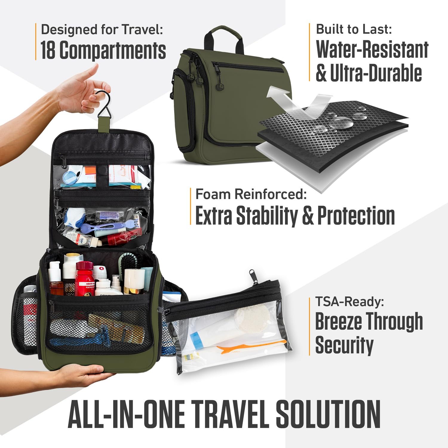 Venture 4th expandable compartments reveal extra space when packing for longer journeys.