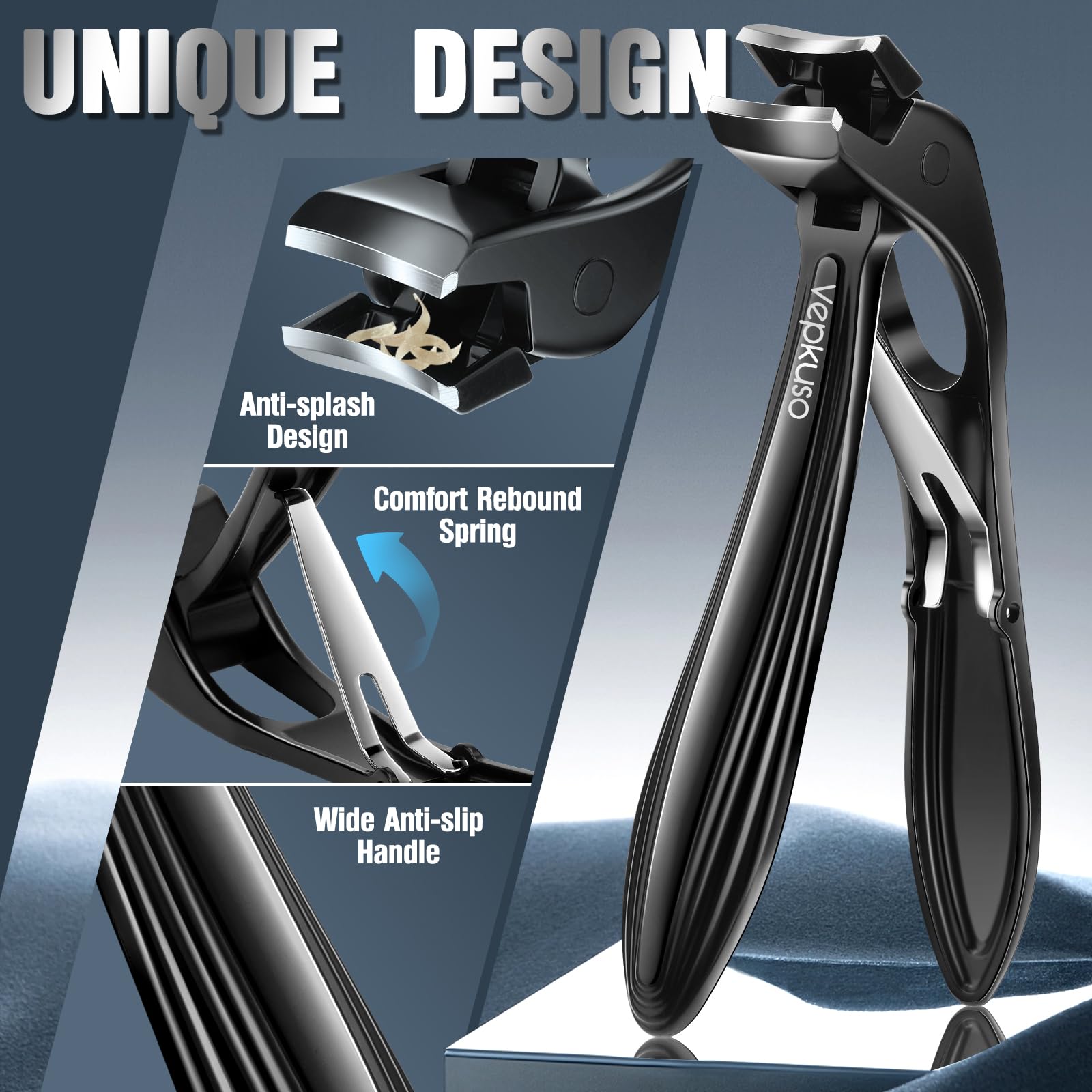 Vepkuso wide-jaws clip thick nails with ease and control.