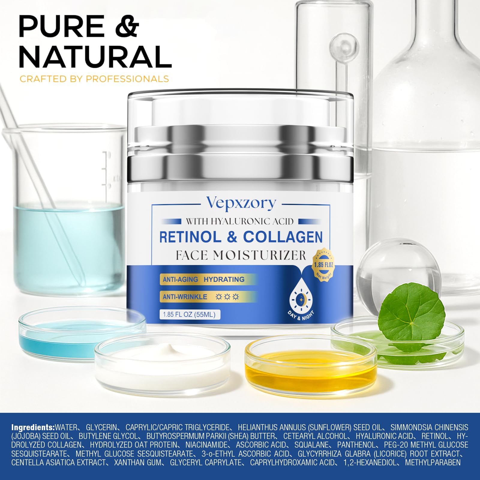 Vepxzory Face Moisturizer hyaluronic acid drop hints hydrating benefits.